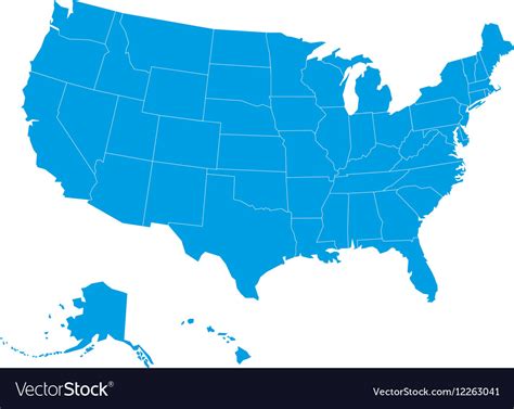 Blank Map Of Usa In Blue Royalty Free Vector Image