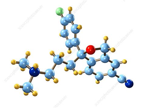Citalopram Antidepressant Molecule Stock Image C0069811 Science