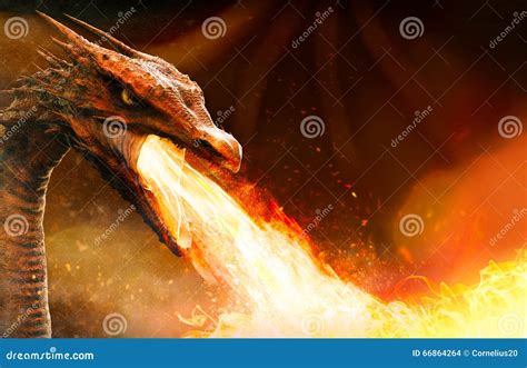 Angry Dragon Spitting Fire Stock Illustration Illustration Of