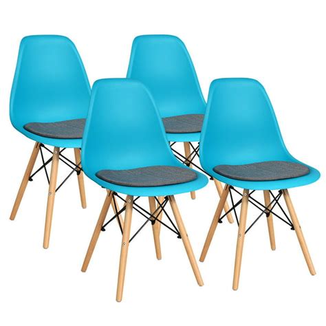 Gymax 4pcs Dining Chair Mid Century Modern Dsw Chair Furniture W Linen