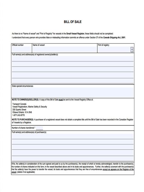 Free 7 Boat Bill Of Sale Forms In Pdf Ms Word