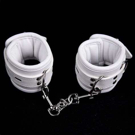 white soft pu leather hand cuffs ankle cuffs bondage restraints adult games sex products for