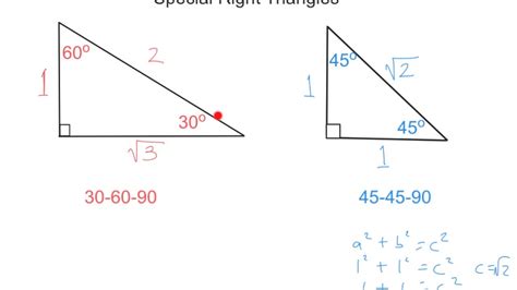 Special Right Triangles In Trig Youtube