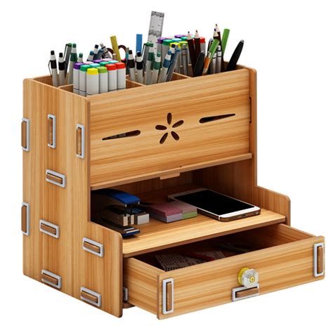 Multifunctional Storage Box Desk Personalized Decoration Wooden Desktop