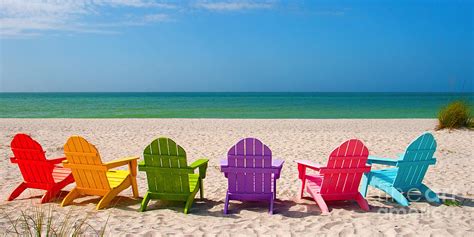 Adirondack Beach Chairs For A Summer Vacation In The Shell Sand
