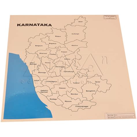 Karnataka, state of india, located on the western coast of the subcontinent. Control Map Karnataka - Labelled - Kidken Edu Solutions