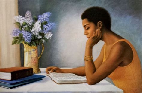 African American Art The Student Print Of Black Woman Reading By Tim
