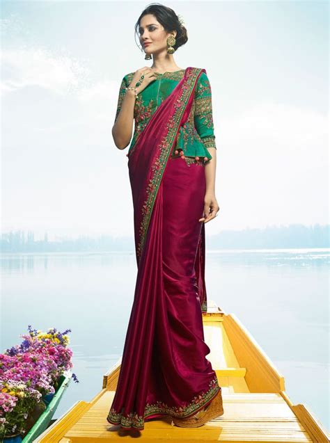 Buy Magenta Color Barfi Silk Designer Party Wear Saree In Uk Usa And