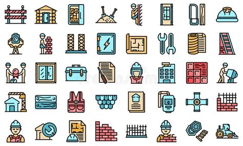 Builder Icons Set Stock Vector Illustration Of Industrial 96431285