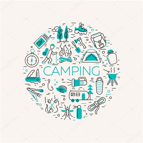Iconos de camping y turismo vector gráfico vectorial ma llina imagen