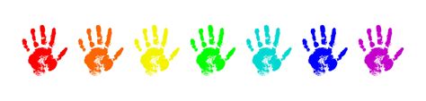 Rainbow Hand Print Isolated On White Background Color Child Handprint