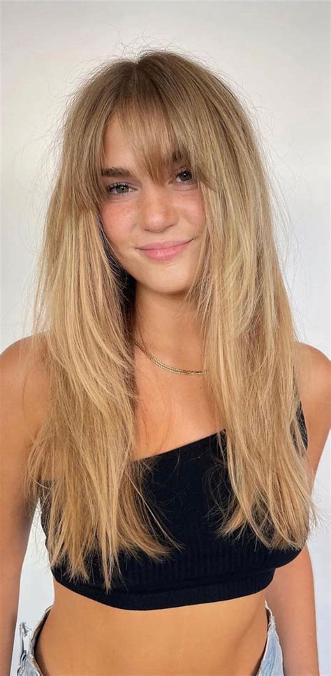 57 Trendy Ways To Wear Curtain Bangs Sandy Blonde Layered Haircut