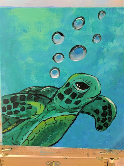 Sea Turtle Acrylic Painting On Wood Canvas Acrylic Art And Collectibles