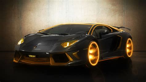 Cool Tron Lamborghini Aventador Gold ~ Sports Car Wallpaper