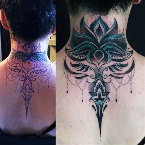 Resultado De Imagem Para Cover Up Tatuagem Escrita Neck Tattoo Cover Up Back Of Neck Tattoo