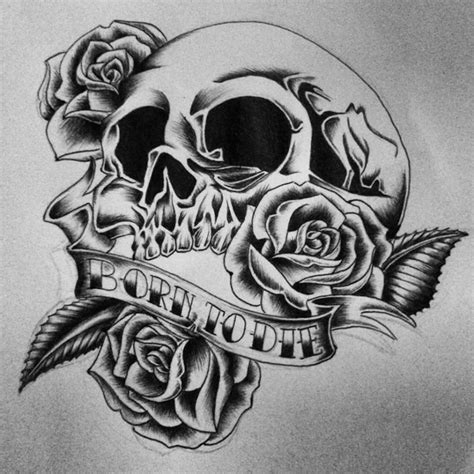 Tattoo Design Old School Skull With Roses Key Tattoos Bow Tattoo