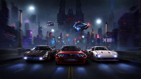 Racers Night Chase Digital Art Police Chase Hd Wallpaper Pxfuel