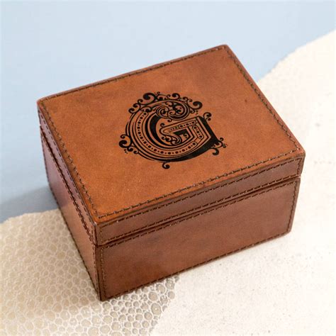 Peronsalised Initial Leather Stud Box By Ginger Rose