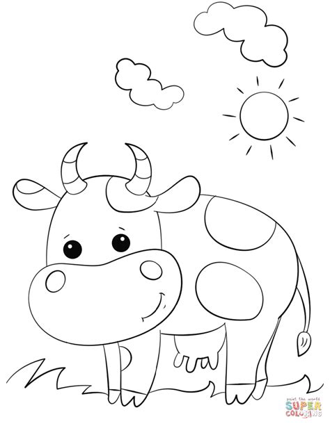 Cute Cartoon Cow Coloring Page Free Printable Coloring Pages
