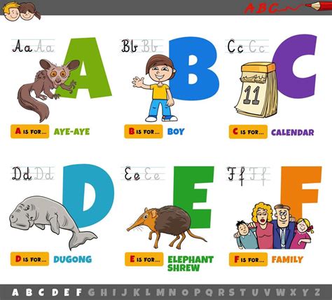 Educational Cartoon Alphabet Letters For Children From A To F 9885842