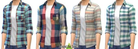 Around The Sims 4 Open Shirt Rolled Sleeves And T Shirt Sims 4