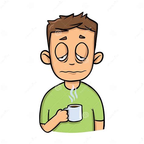 Funny Sleepy Guy With A Cup Of Morning Coffee Cartoon Design Icon