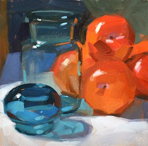 Dpw Fine Art Friendly Auctions Red Plums Blue Bottle By Carol Marine
