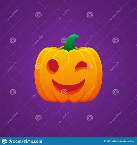 Halloween Jack O Lantern Pumpkin Expression Winking Emoticon Stock
