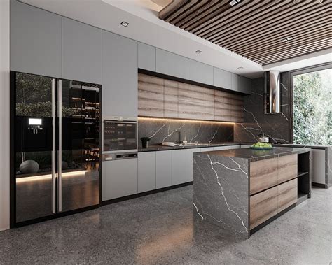 Modern Villa On Behance Modern Kitchen Apartment Kitchen Interior