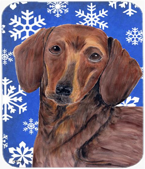 Dachshund Winter Snowflakes Holiday Mouse Pad Hot Pad Trivet