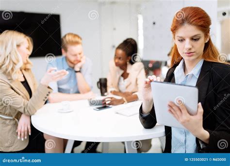 Business People Meeting At Round Table Stock Image Image Of Adult