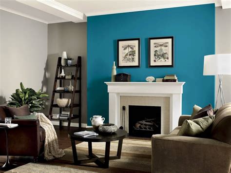 Perfectly Taupe Teal Tension Feature Wall Living Room