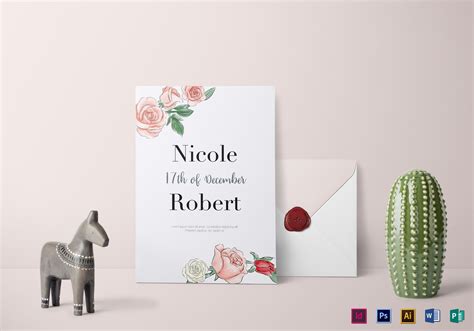 Floral Wedding Invitation Design Template In Psd Word
