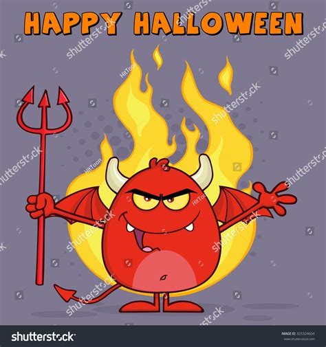 Evil Red Devil Cartoon Character Holding Stock Vector Royalty Free