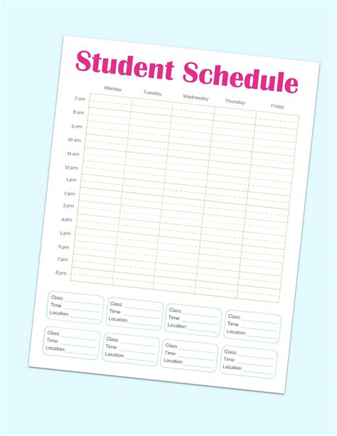 Printable Class Schedule Template (PDF Download) - Freebie Finding Mom