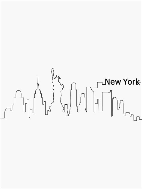 New York Skyline Outline Cityscape Travel Sticker By Duxdesign New