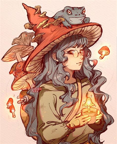 The Mushroom Witch And Her Familiar By Clivenzu 2018 Digital Rart