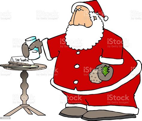 Santa Eating Cookies Milk Stock Illustration Download Image Now