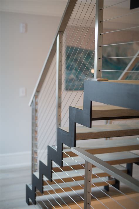 Modern Stairs With Stainless Railing Greenwich Ct Keuka Studios