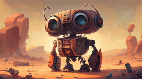 روبوت الصحراء لطيف التوضيح الخلفية إنسان آلي جميل التوضيح روبوت