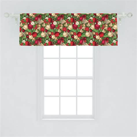 Christmas Window Valance Tree Branches Spruce Leaves Balls Bells Cones