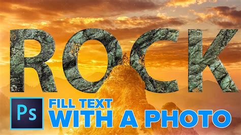 How To Make Rock Text And Fill Text With Image In Photoshop Youtube