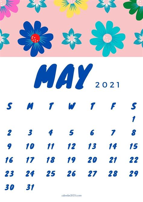 May 2021 Floral Calendar Printable Download Calendar Wallpaper