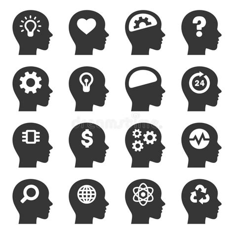Thinking Head Silhouette Icons Stock Vector Illustration Of Profiles