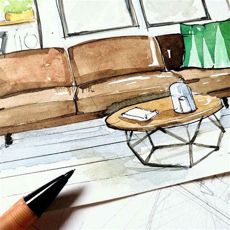 Watercolor Interior Sketches On Behance