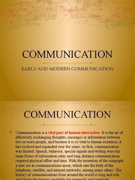 Communication Early And Modern Communication Pdf Communication