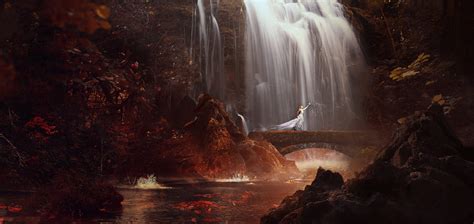 Hintergrundbilder Wasserfall Fantasiekunst Fantasie Mädchen Nacht