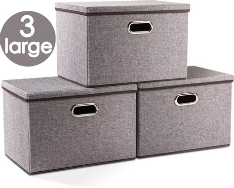 Prandom Large Collapsible Storage Bins With Lids 3 Pack