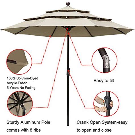 Eliteshade Sunbrella 9ft 3 Tiers Market Umbrella Sombrilla De