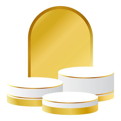 Free White and Gold 3D Podium with Golden Arch Perfect for Product